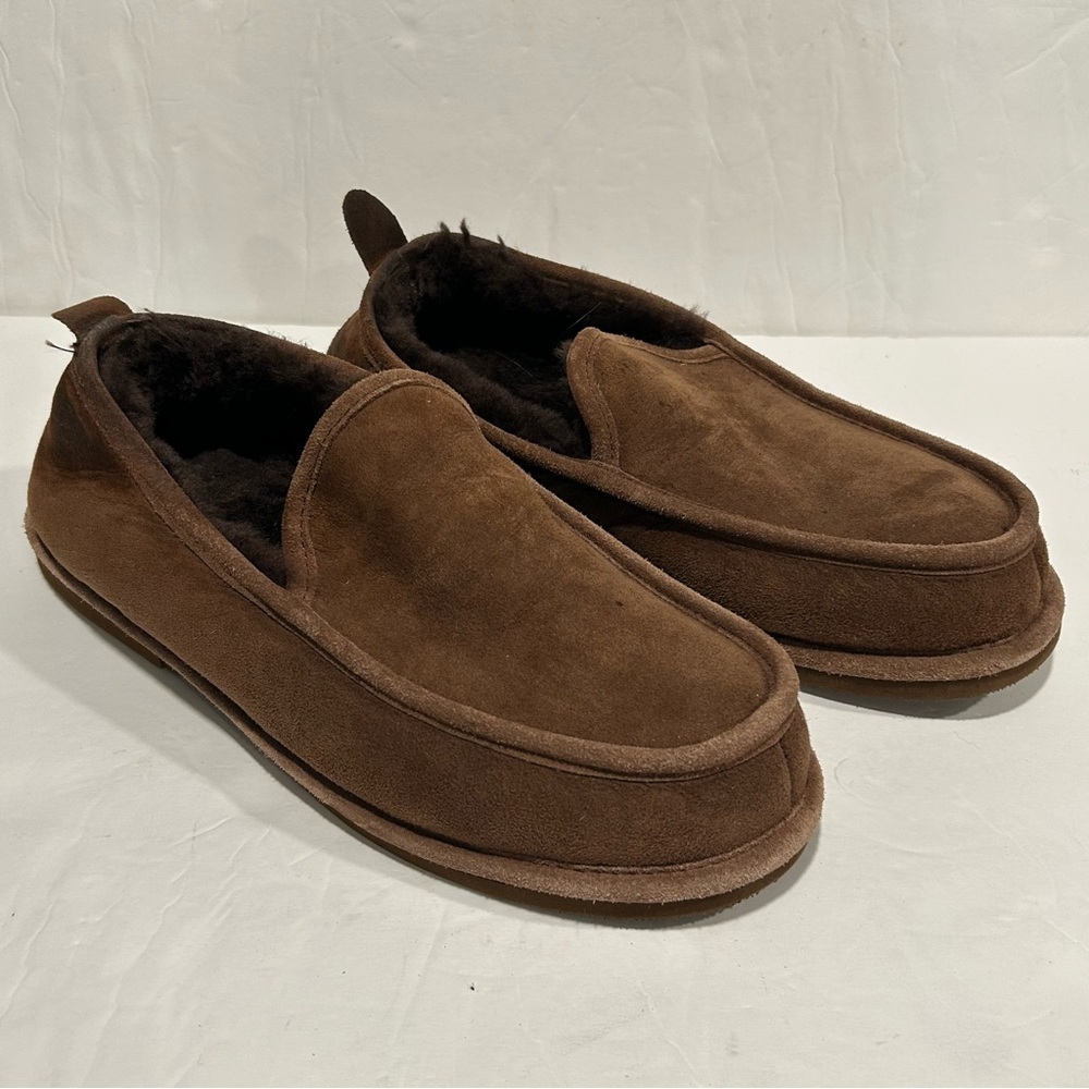 LL Bean Wicked Good Men's Slippers Brown Suede Shearling Warm Moccasin, Size 10M - Picture 3 of 10